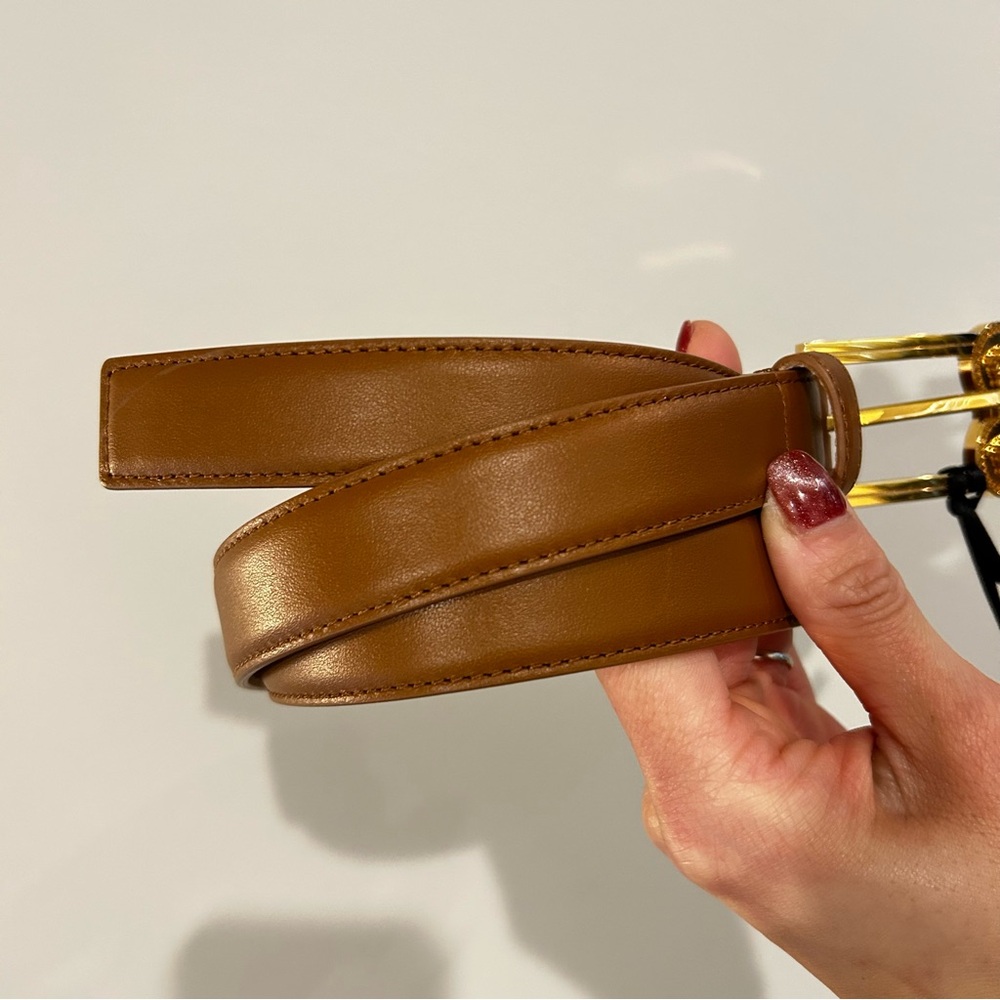 Versace Brown Leather Belt with Gold Medusa Buckle - Picture 2 of 8